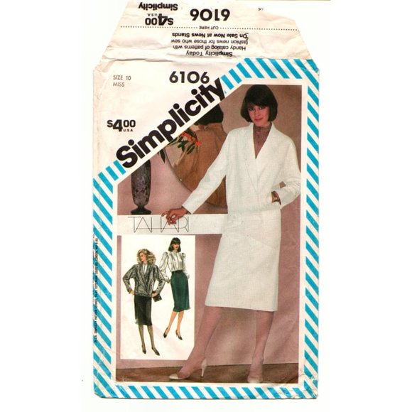 VTG Simplicity 6106 TAHARI Suit Pattern Sz 10 1983 - Picture 2 of 3